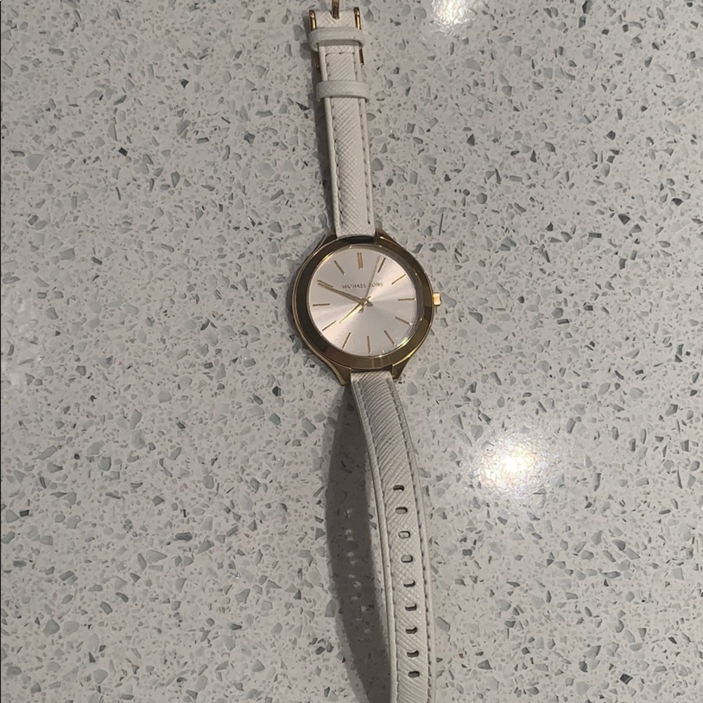 Michael Kors Gold and White leather Watch
